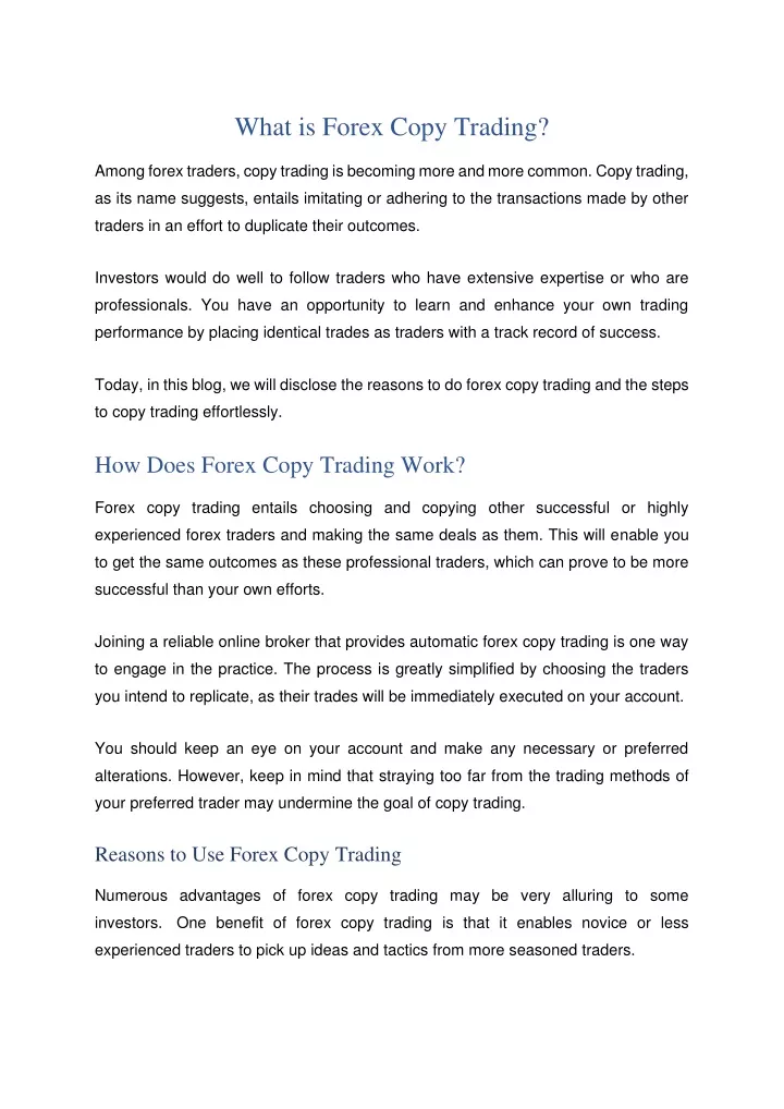 what is forex copy trading