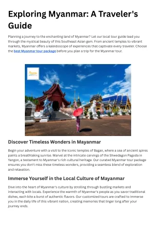 Exploring Myanmar A Traveler's Guide