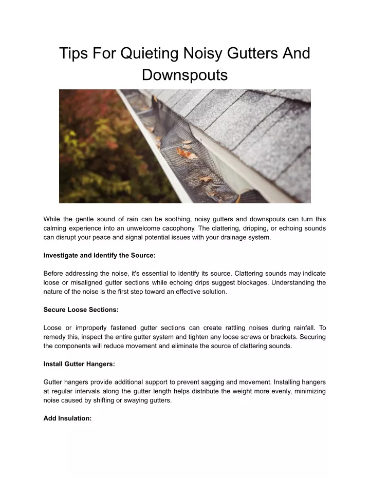 tips for quieting noisy gutters and downspouts