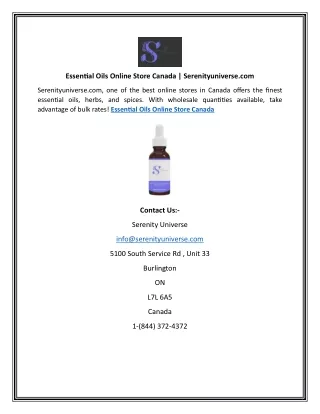 Essential Oils Online Store Canada | Serenityuniverse.com