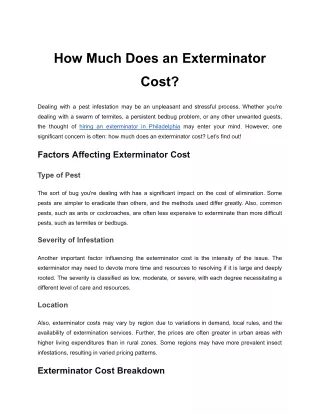 How Much Does an Exterminator Cost