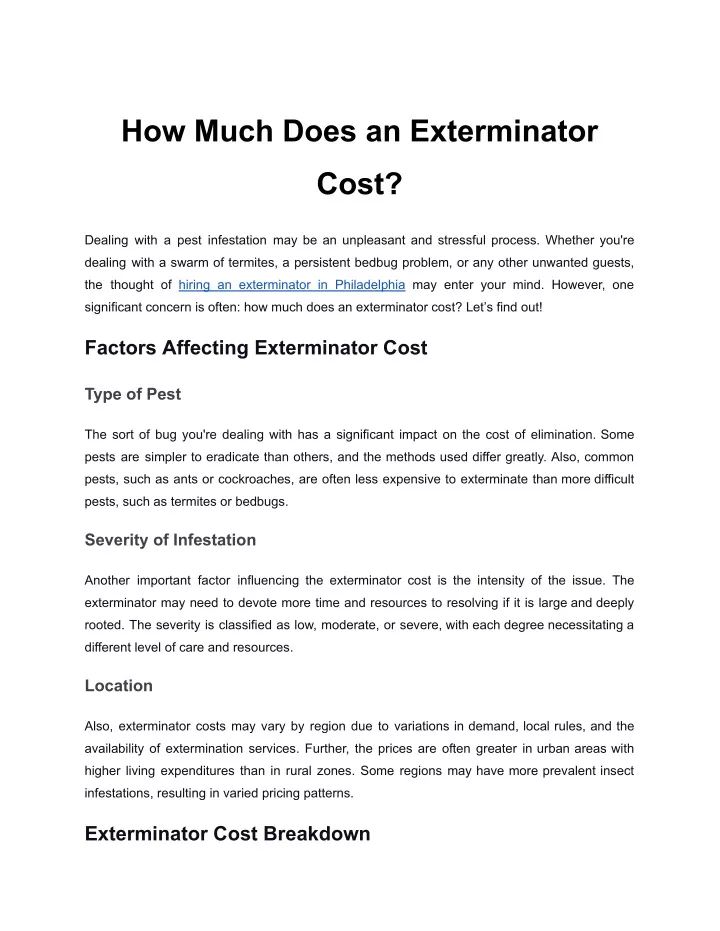 how much does an exterminator