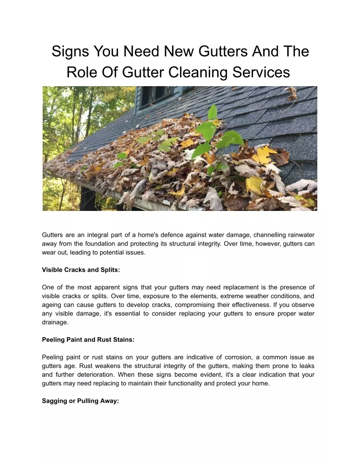 signs you need new gutters and the role of gutter