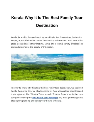 Kerala Why It Is The Best Family Tour Destination