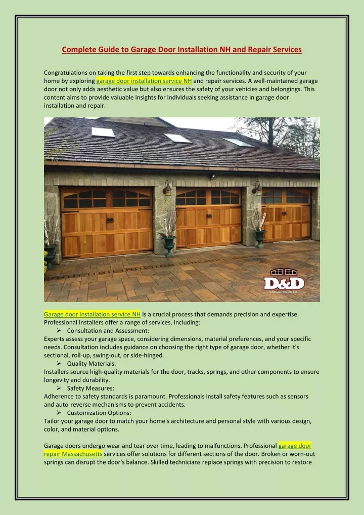 complete guide to garage door installation