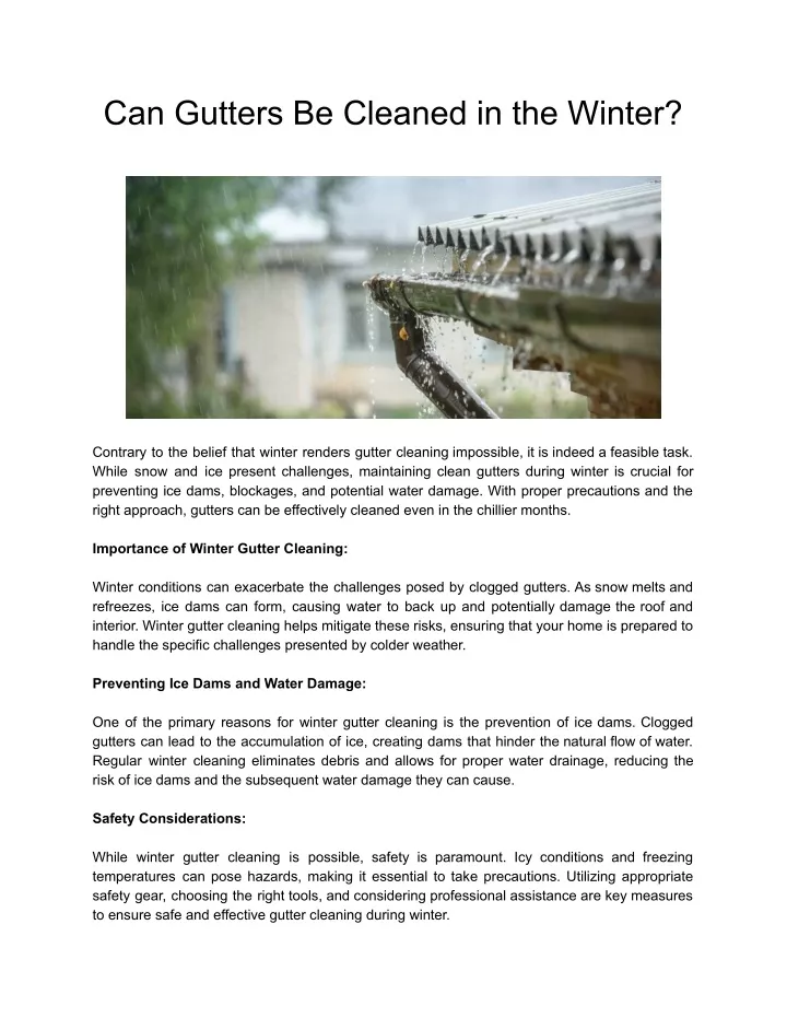 can gutters be cleaned in the winter