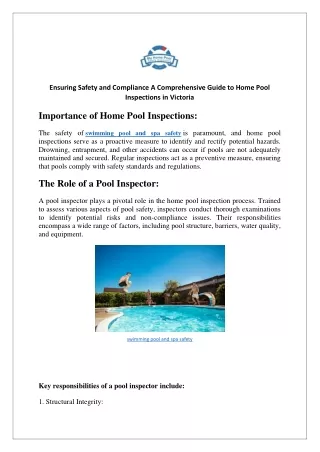 Ensuring Safety and Compliance A Comprehensive Guide to Home Pool Inspections in Victoria