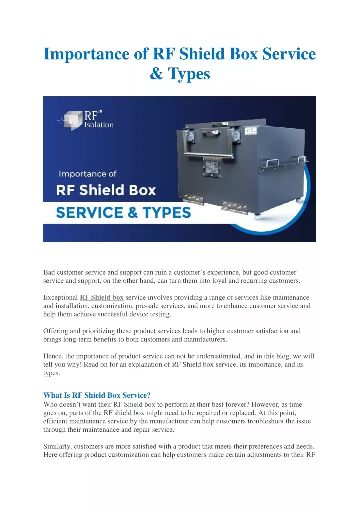 importance of rf shield box service types