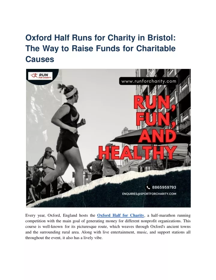 oxford half runs for charity in bristol the way to raise funds for charitable causes