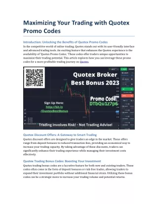 Maximizing Your Trading with Quotex Promo Codes