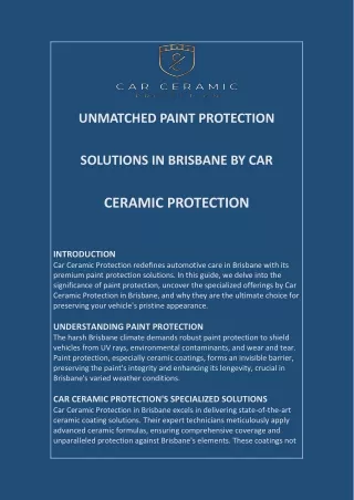 Paint Protection in Brisbane by Car Ceramic Protection