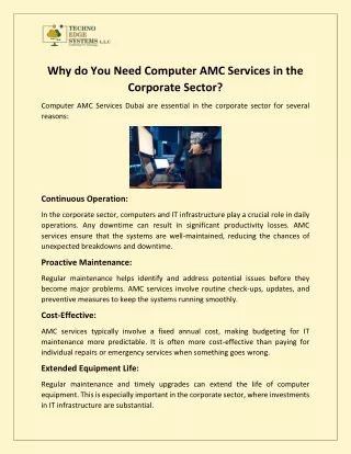 Why do You Need Computer AMC Services in the Corporate Sector?