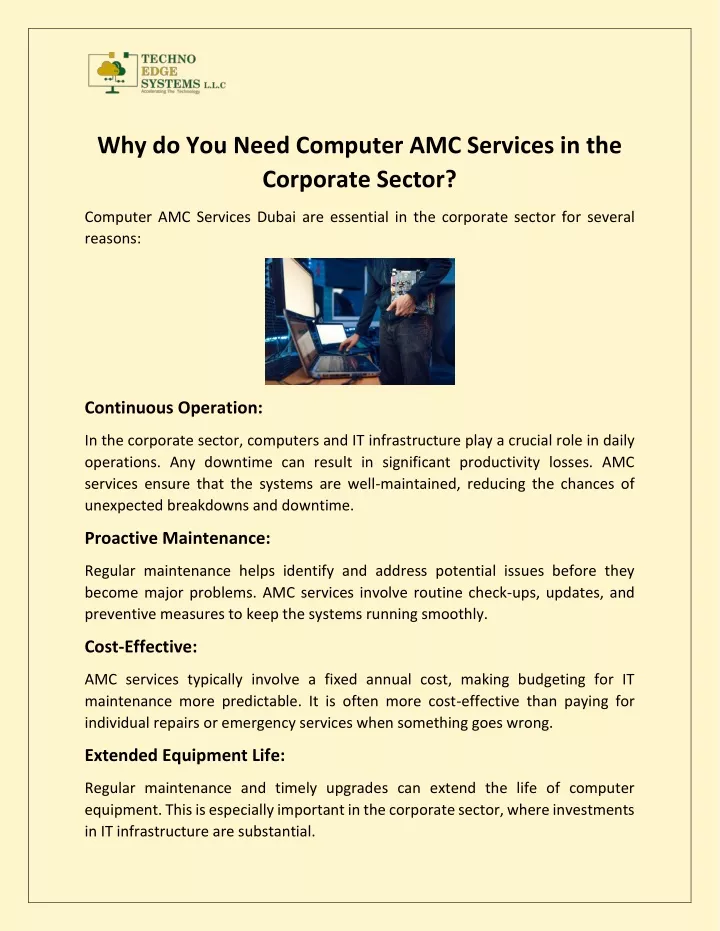 why do you need computer amc services