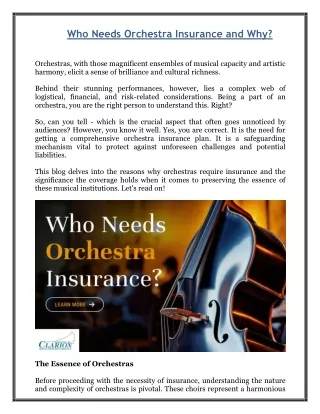 Who Needs Orchestra Insurance and Why?