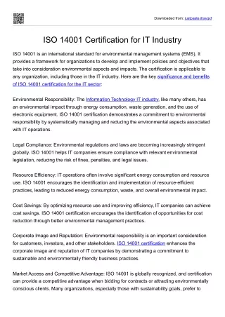 ISO 14001 Certification for IT Industry