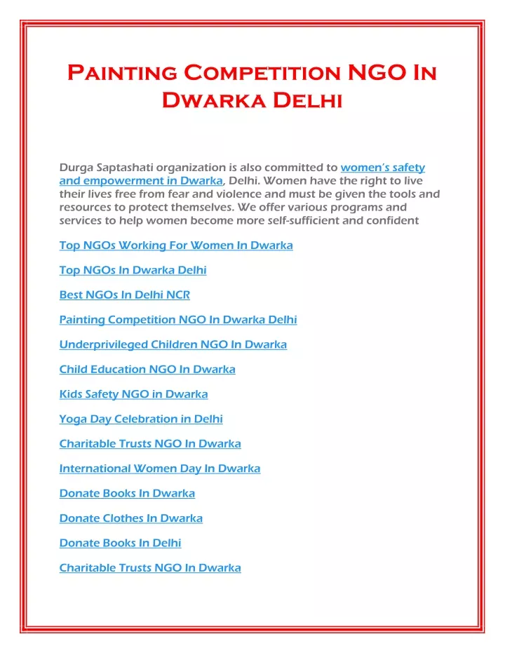 painting competition ngo in dwarka delhi
