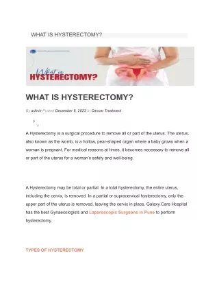 WHAT IS HYSTERECTOMY