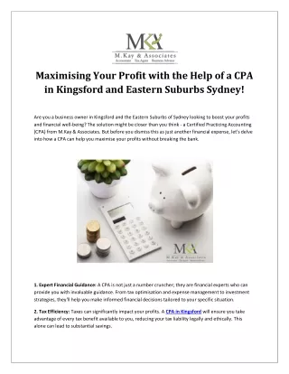 Maximising Your Profit with the Help of a CPA in Kingsford and Eastern Suburbs