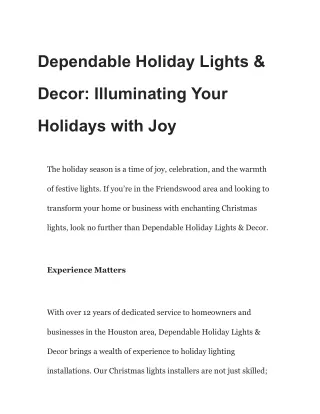 Dependable Holiday Lights & Decor_ Illuminating Your Holidays with Joy