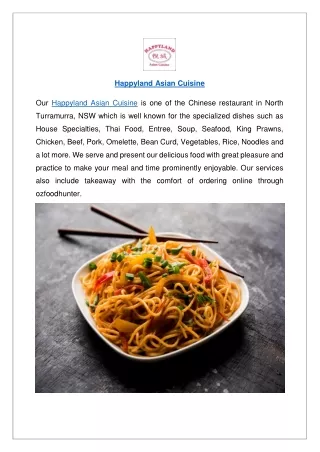 Flat 5% Offer at Happyland Asian Cuisine menu - Order Now