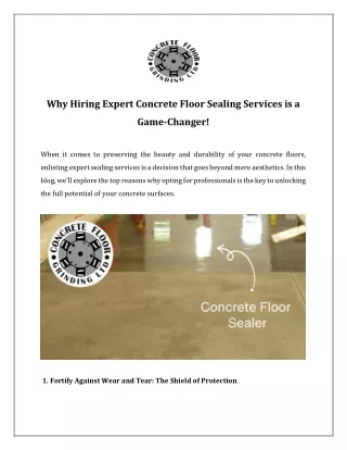 Why Hiring Expert Concrete Floor Sealing Services is a Game-Changer