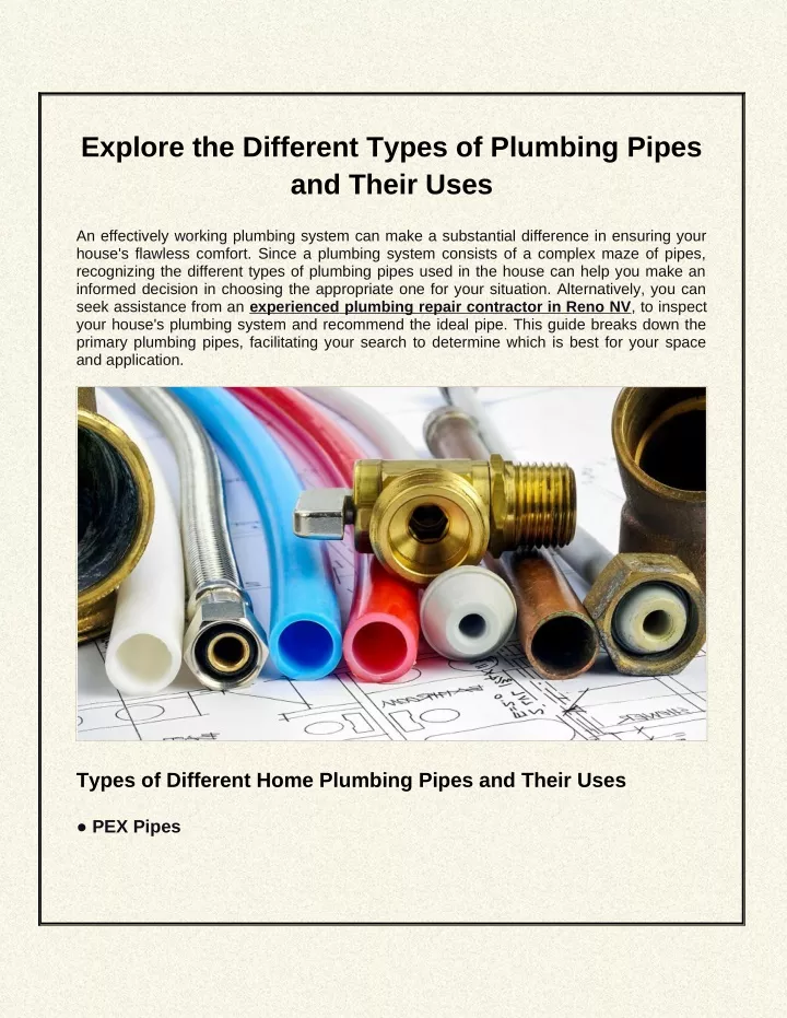 explore the different types of plumbing pipes
