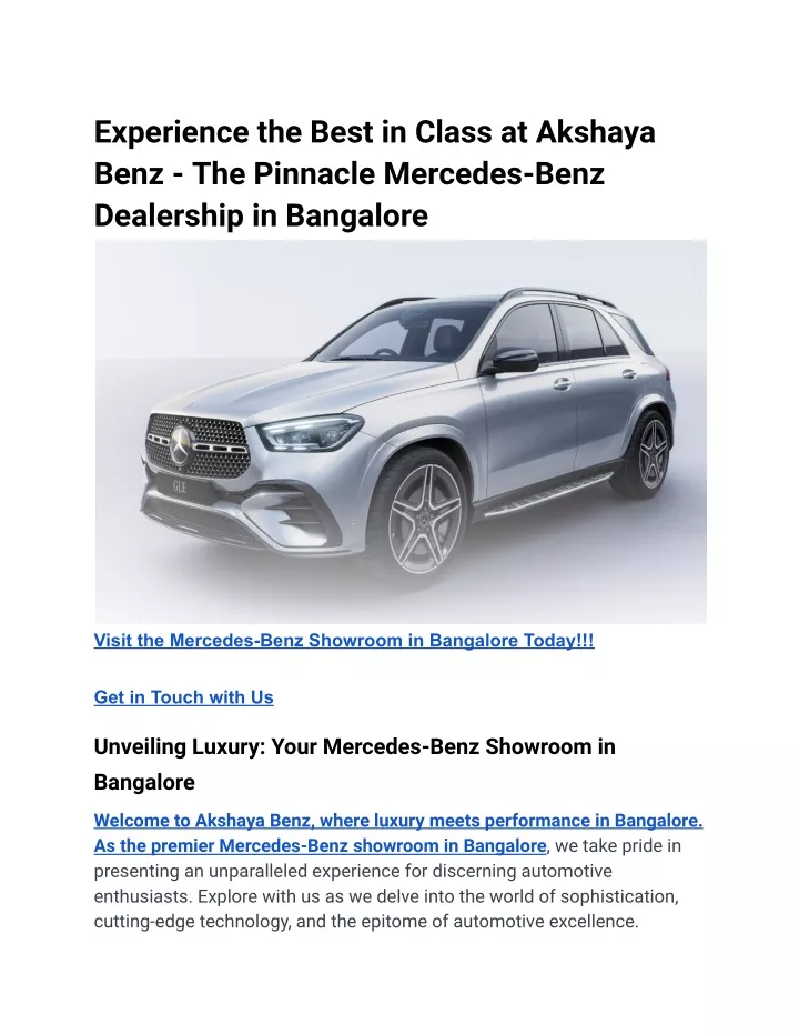 experience the best in class at akshaya benz
