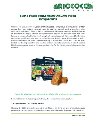 Find 2 prime perks using coconut fiber hydroponics