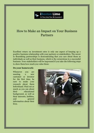 How to Make an Impact on Your Business Partners