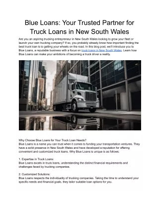 Truck Loan in New South Wales