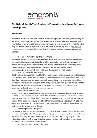 Health Tech Devices in Preventive Healthcare Software Development