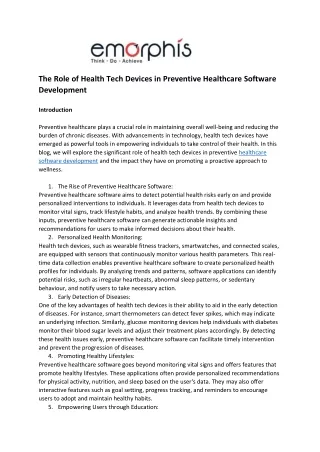the role of health tech devices in preventive