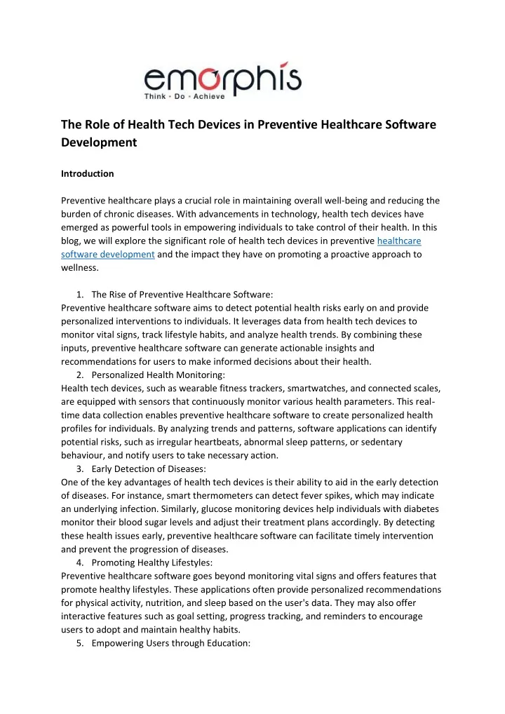 the role of health tech devices in preventive