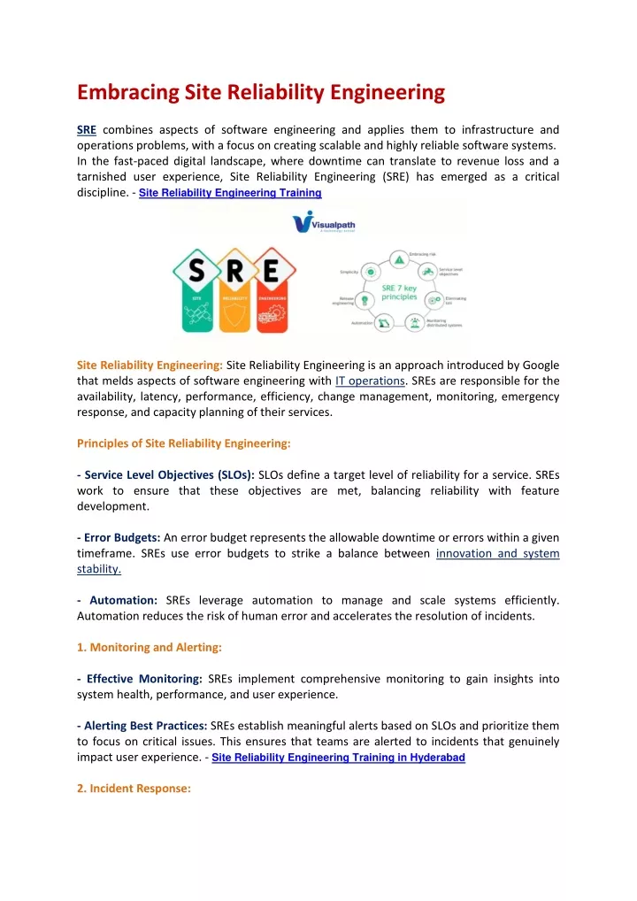 embracing site reliability engineering