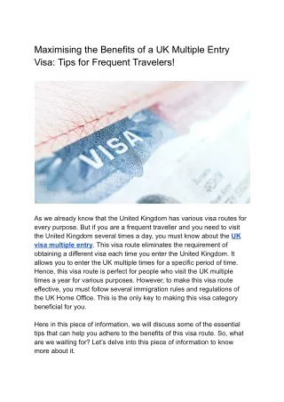 Maximizing the Benefits of a UK Multiple Entry Visa: Tips for Frequent Travelers