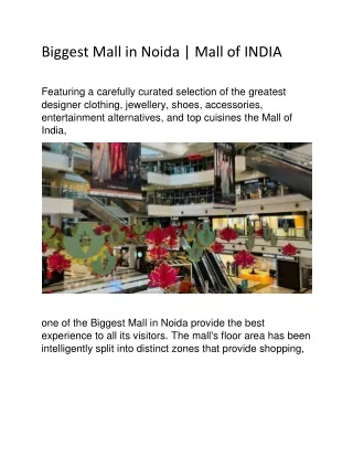 Biggest Mall in Noida | Mall of INDIA