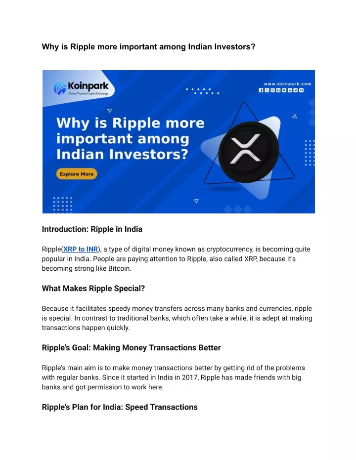 why is ripple more important among indian