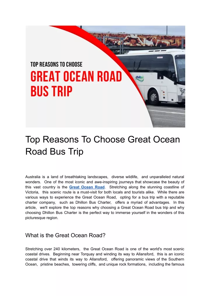 top reasons to choose great ocean road bus trip