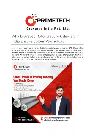 Why Engraved Roto Gravure Cylinders in India Ensure Colour Psychology