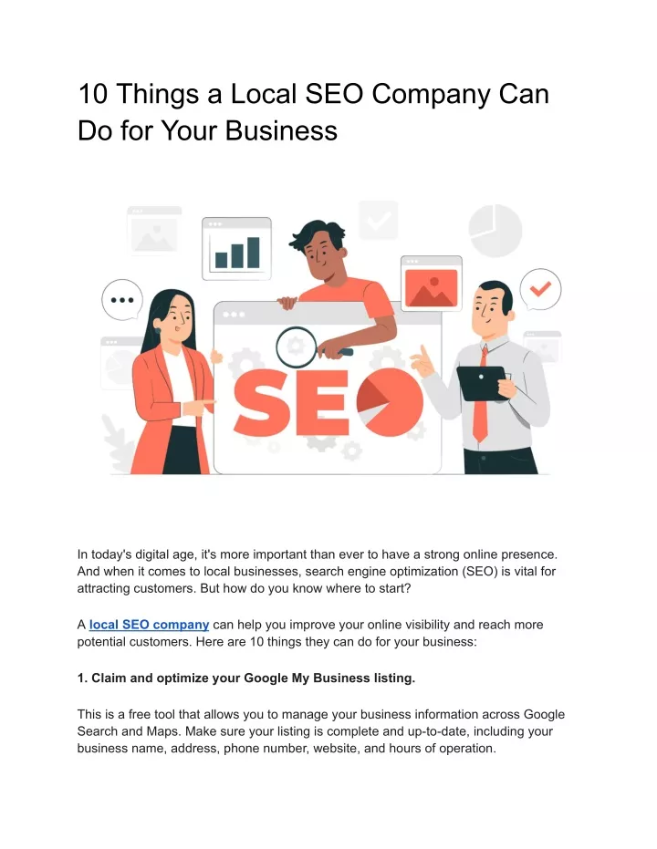 10 things a local seo company can do for your