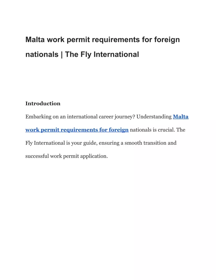 malta work permit requirements for foreign