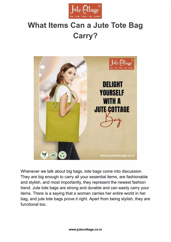 what items can a jute tote bag carry