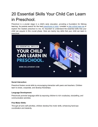 20 essential skills your child can learn