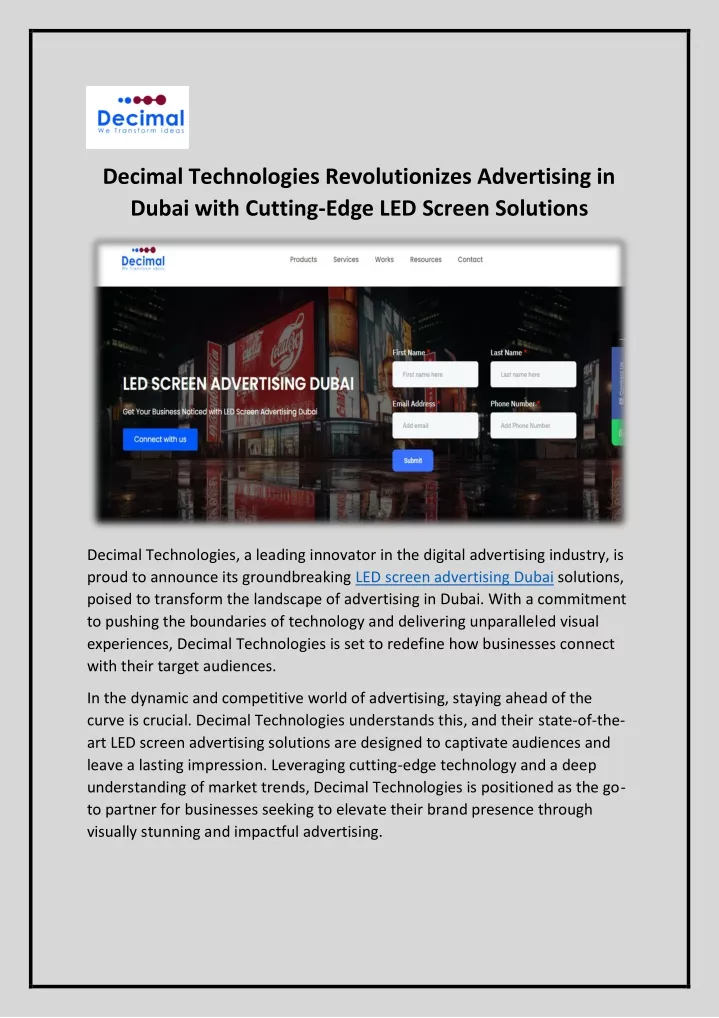 decimal technologies revolutionizes advertising