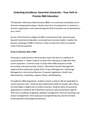 unlocking excellence swarrnim university your