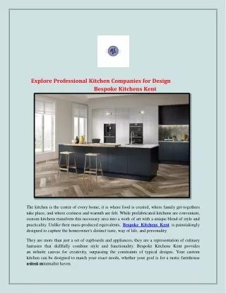Explore Professional Kitchen Companies for Design Bespoke Kitchens Kent