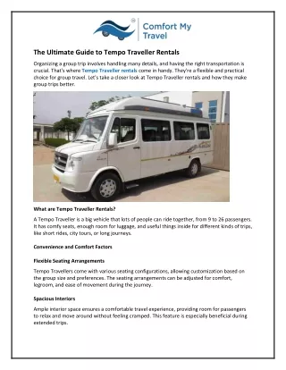 The Ultimate Guide to Tempo Traveller Rentals