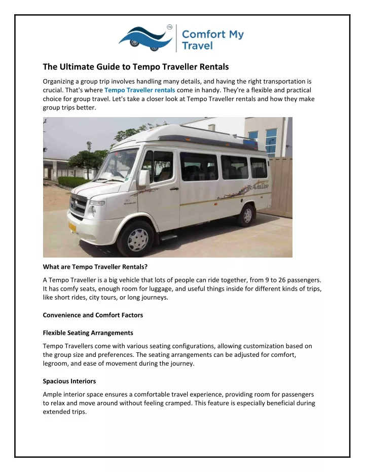 the ultimate guide to tempo traveller rentals