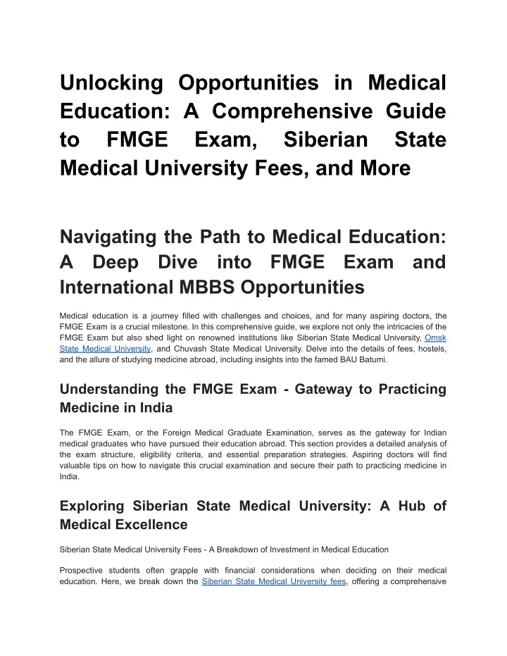 unlocking opportunities in medical education