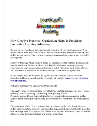 creative curriculum for preschool